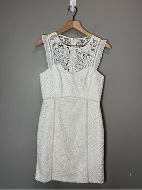 Lilly Pulitzer White Lace Crochet Flutter Sleeve Dress Size 4 Rush Dress